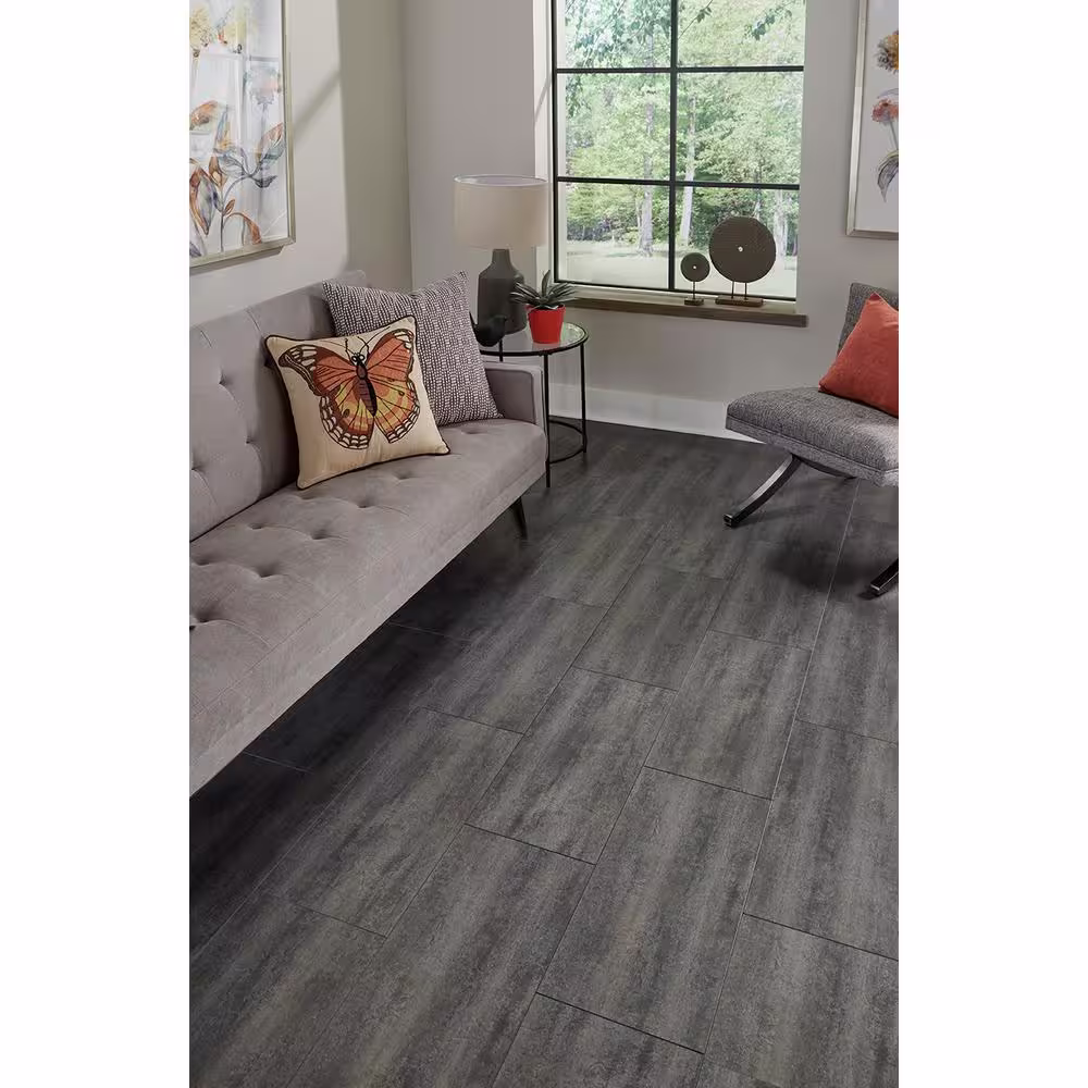 Islander Metallic Tile Bronzite 20 MIL x 12 in. W x 24 in. L Click Lock Waterproof Vinyl Tile Flooring (18 sqft/case)