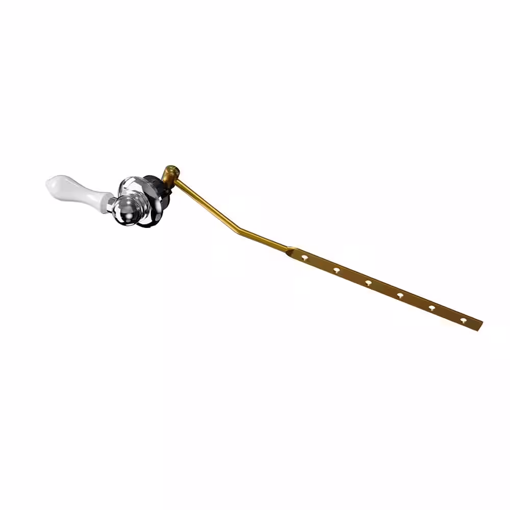 Everbilt Universal Mount Brass Toilet Tank Lever in White and Chrome