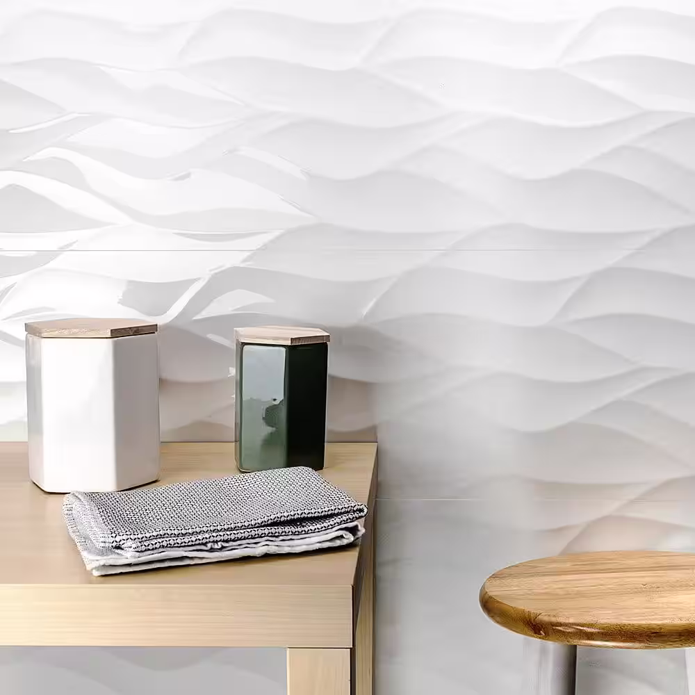 Ivy Hill Tile Ripple White Wavy 12 in. x 36 in. Polished Ceramic Wall Tile (4 Pieces 11.62 sq. ft. / Case)