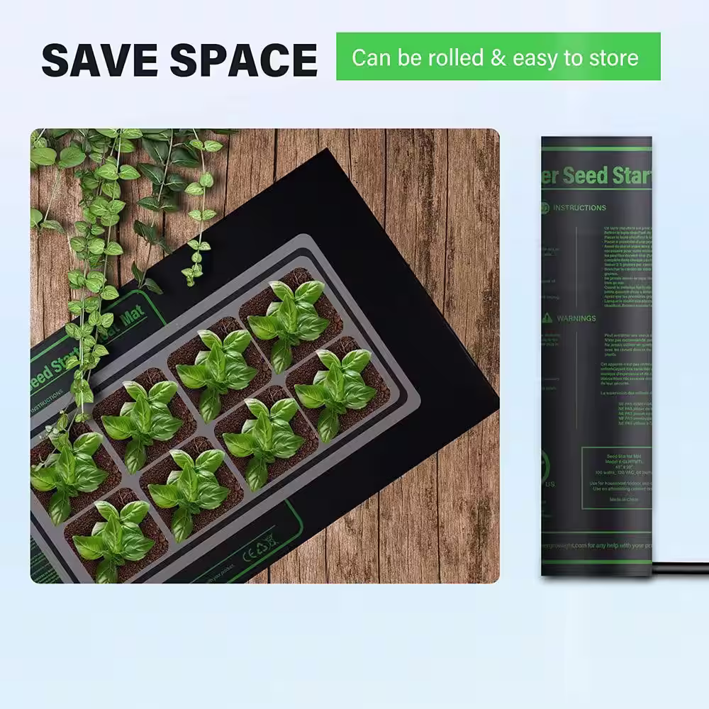 None 10 in. x 21 in. Durable Waterproof Seeding Heat Mat Upgraded Carbon Film Hydroponic Plant Germination Starting Pad