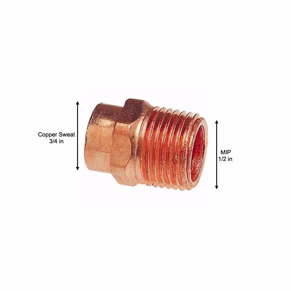 Everbilt 3/4 in. x 1/2 in. Copper Pressure Cup x MIP Male Adapter Fitting