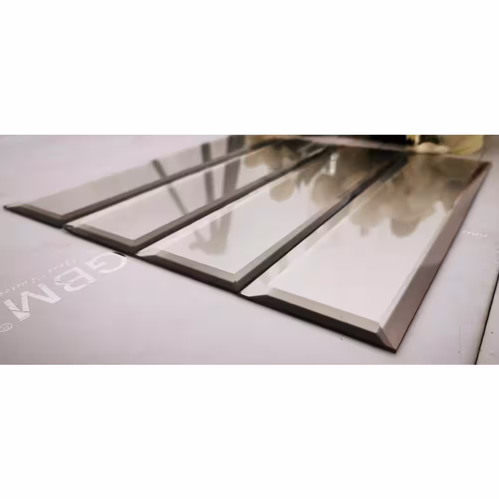ABOLOS Frosted Elegance Beveled Subway 3 in. x 12 in. Glossy Gray Glass Backsplash Wall Tile (0.25 Sq. Ft./Piece)