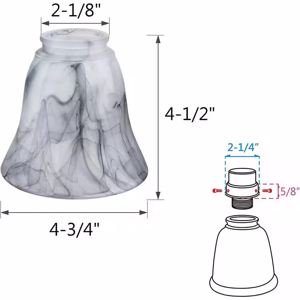 None 2-1/8 in. Fitter x Dia 4-3/4 in. x 4-1/2 in. H, 4PK - Lighting Accessory - Replacement Glass - Smoky Alabaster