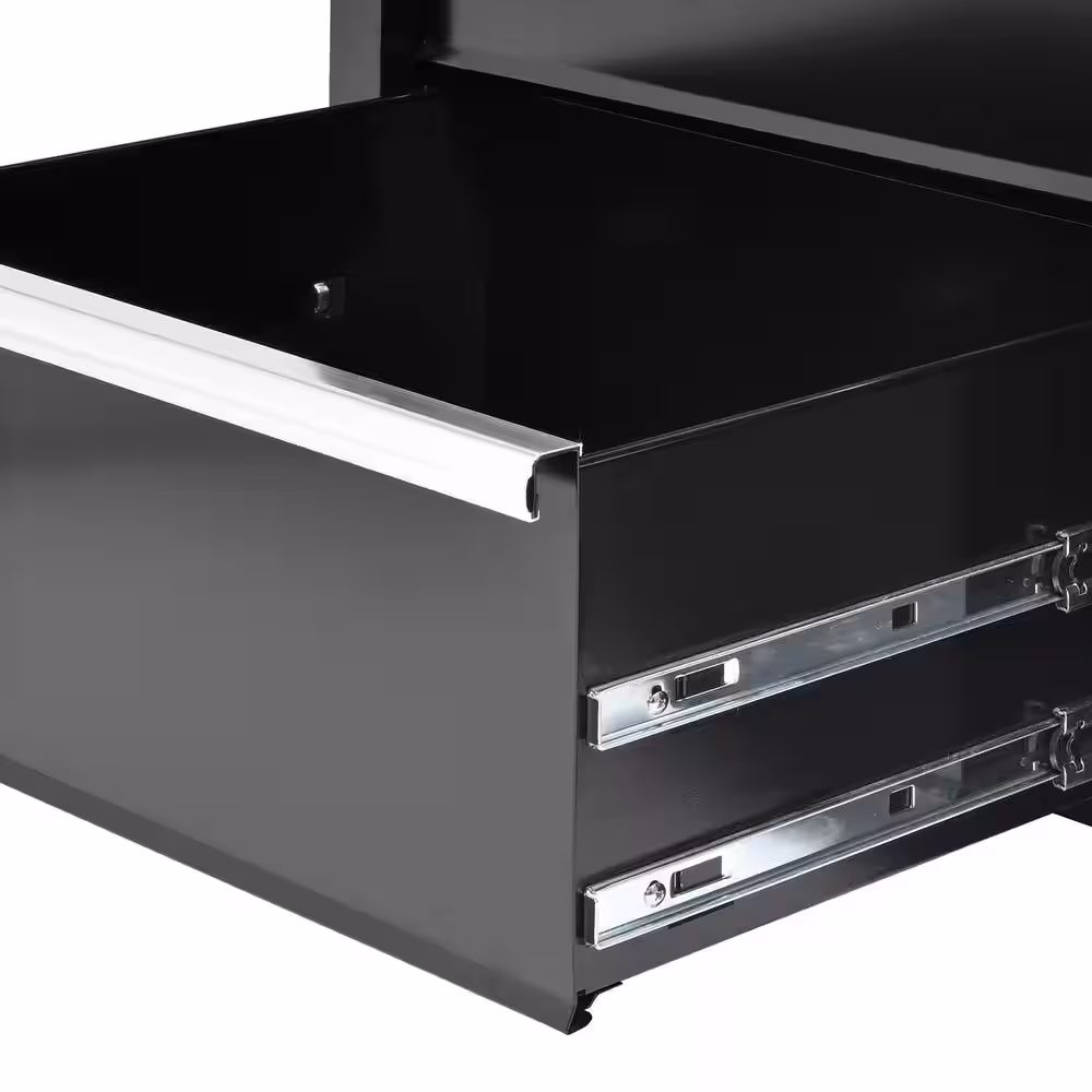Husky 41 in. W x 18 in. D Standard Duty 16-Drawer Combination Rolling Tool Chest and Top Tool Cabinet Set in Gloss Black