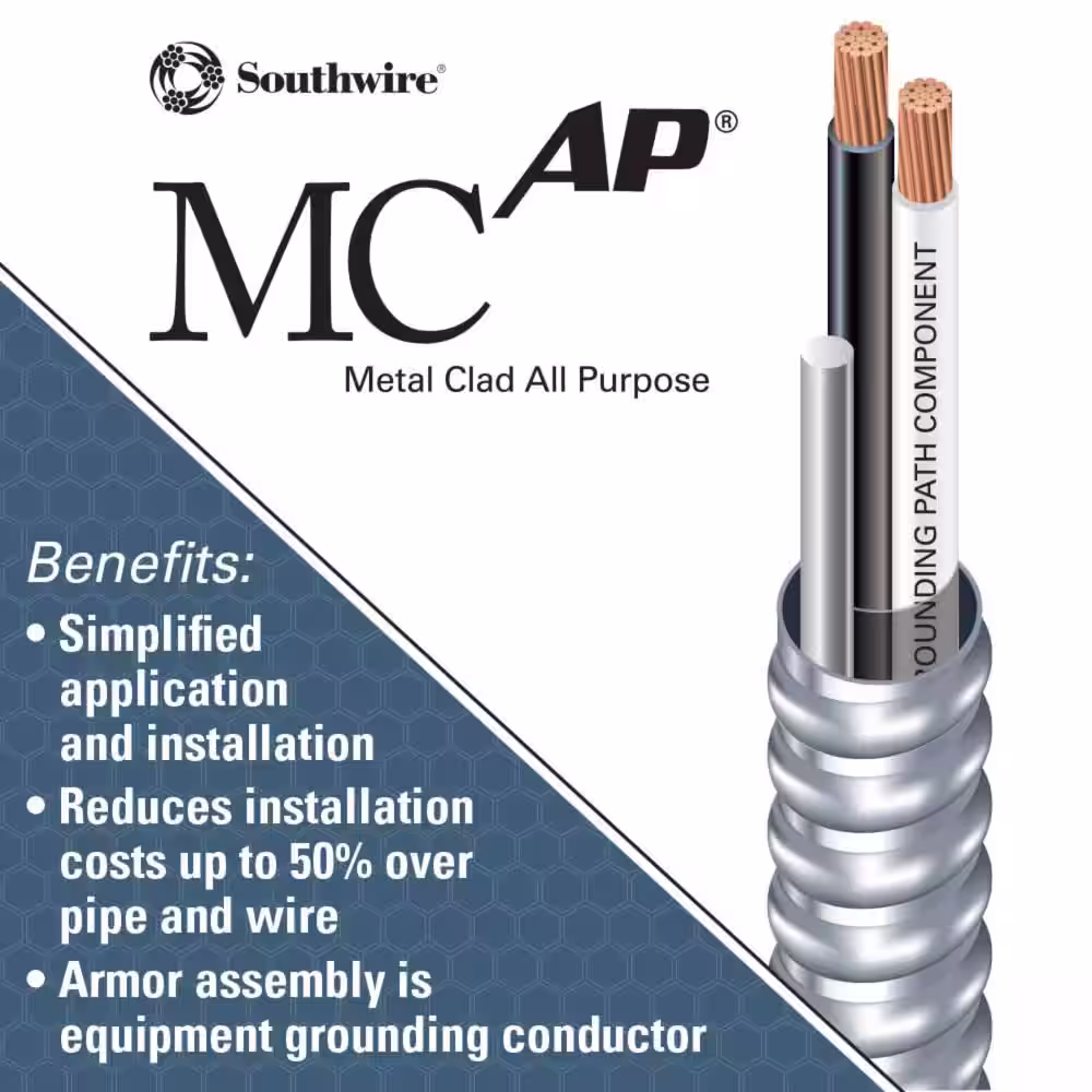 Southwire 12/2 x 250 ft. Stranded AL MCAP (Metal Clad All-Purpose) Armored Cable