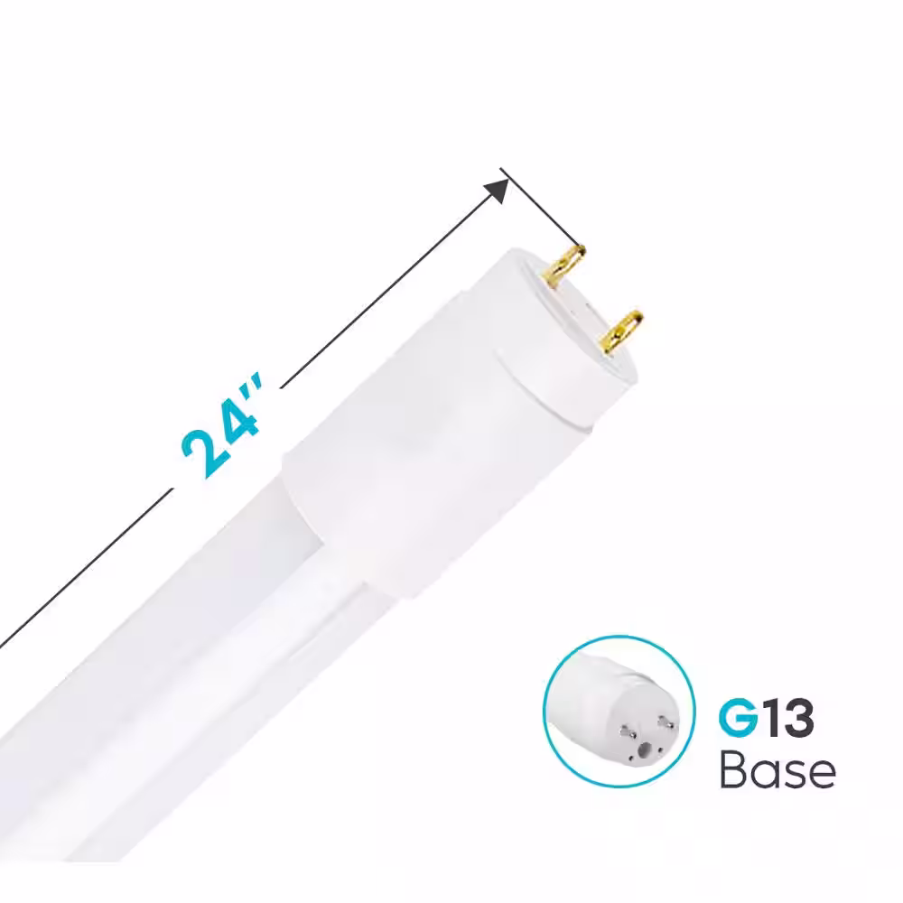 LUXRITE 12-Watt 2 ft. Linear T8 LED Tube Light Bulb 6500K Daylight Replacement Direct or Ballast Bypass (6-Pack)
