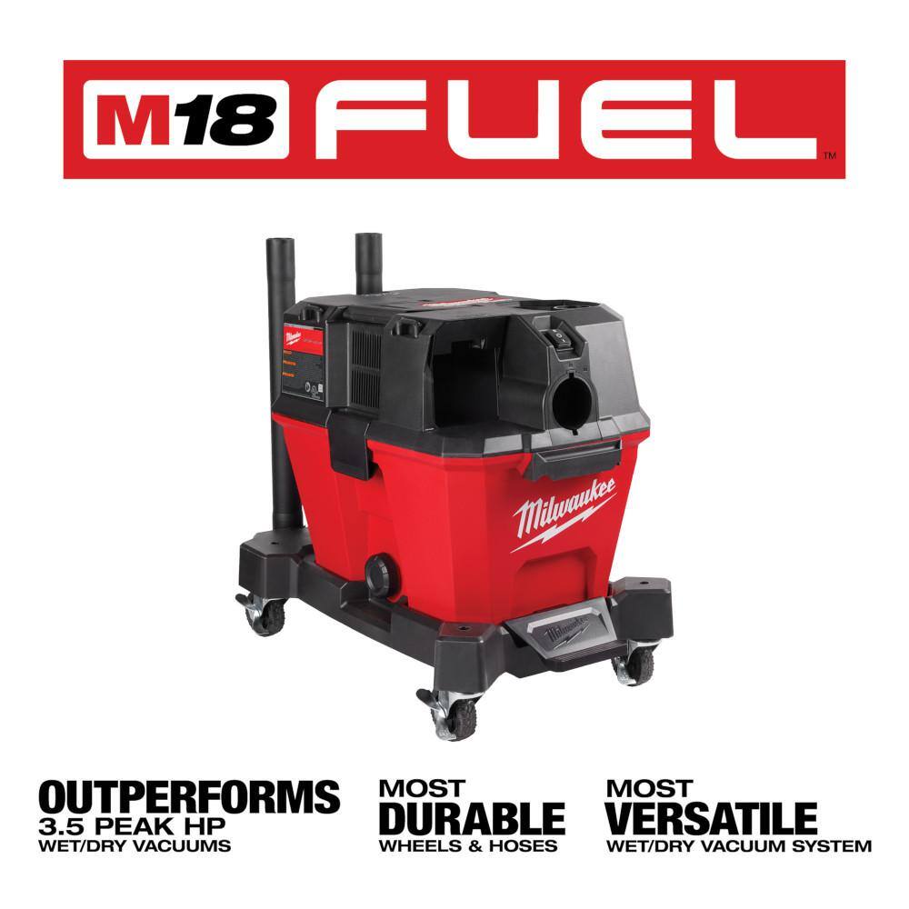 Milwaukee M18 FUEL 6 Gal. Cordless Wet/Dry Shop Vacuum & Dual Battery Handheld Blower w/M18 High Output 6.0Ah Batteries (2-Pack)