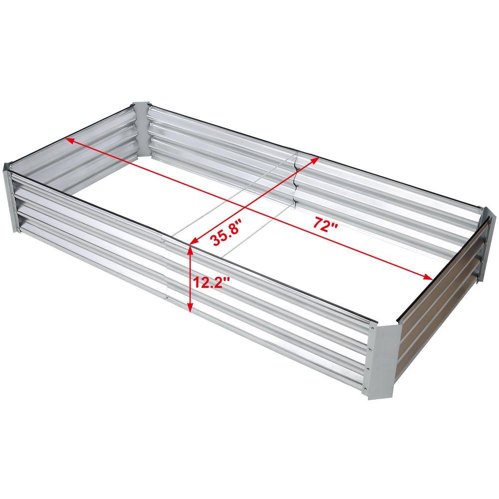 None Galvanized Planter Raised Garden Boxes Outdoor, Square Large Metal Raised Garden Beds for Vegetables, 6*3*1ft