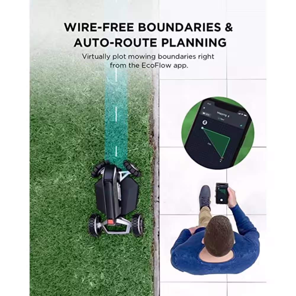 EcoFlow 10 in. Cutting Width, 298 Wh Battery Powered Electric Blade Robot Lawn Mower, Wire-Free Boundaries, Auto-Route