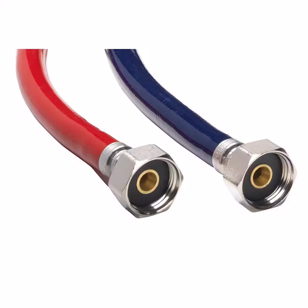 Everbilt 3/4 in. FHT x 3/4 in. FHT x 72 in. High Burst Washing Machine Fill Hose Pair