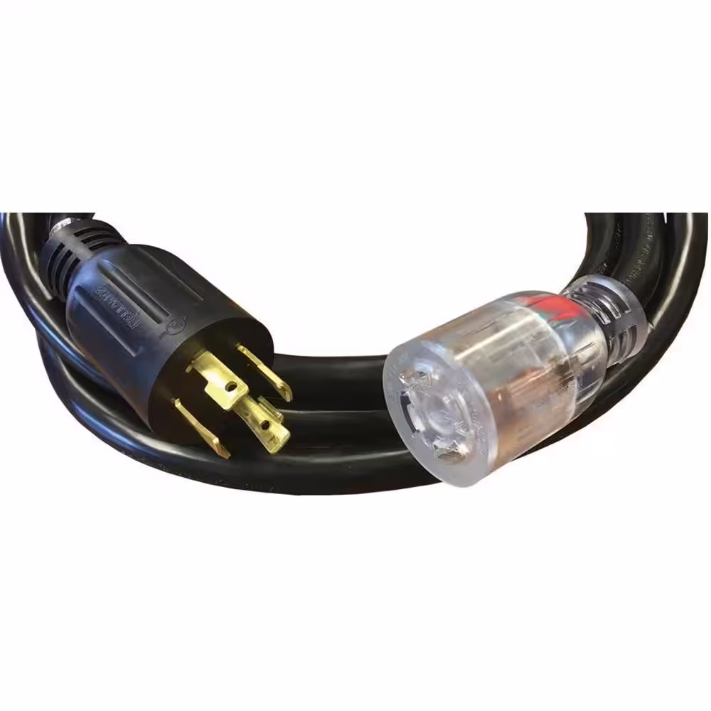 Reliance Controls 20 ft. 10-Gauge General Purpose Indoor/Outdoor Generator Extension Cord Black