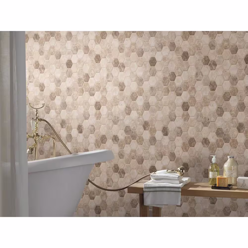 MSI Sandhills Hexagon 12 in. x 12 in. Glossy Glass Mesh-Mounted Mosaic Tile (14.7 sq. ft./Case)