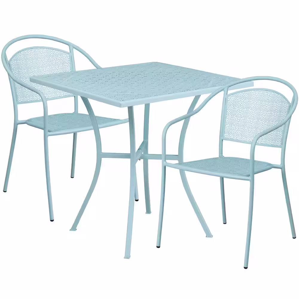 Carnegy Avenue Blue 3-Piece Metal Square Outdoor Bistro Set