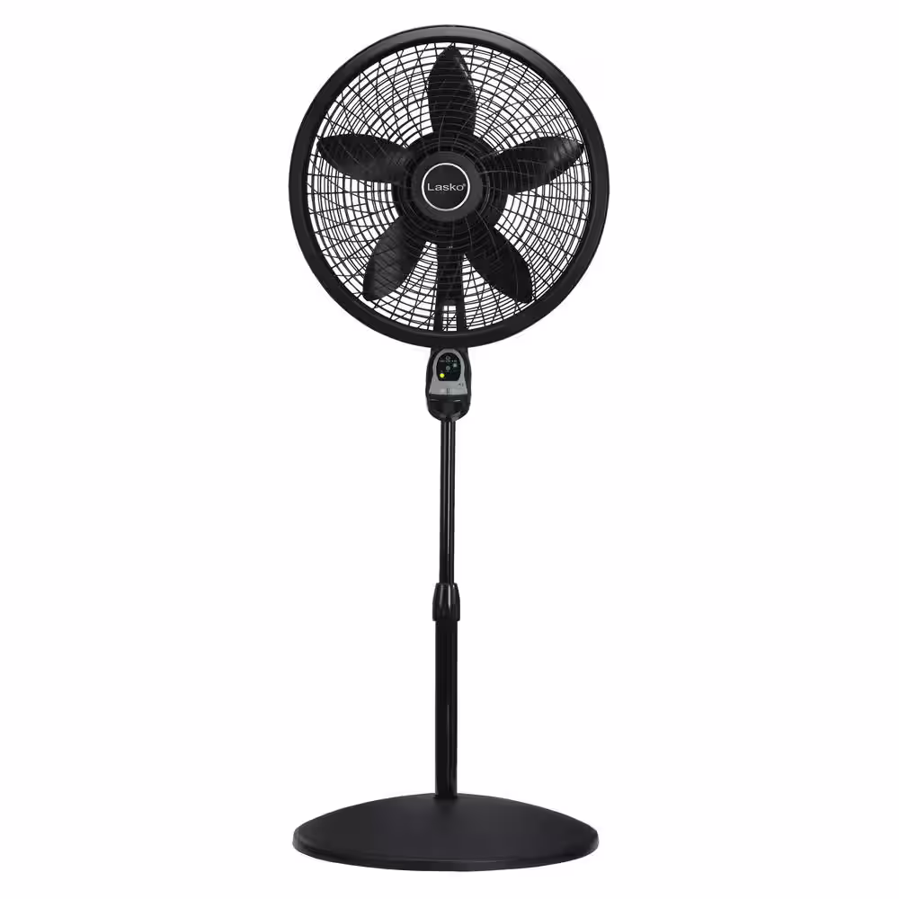 Lasko Cyclone Adjustable-Height 18 in. 3 Speed Black Oscillating Pedestal Fan with Programmable Timer and Remote Control