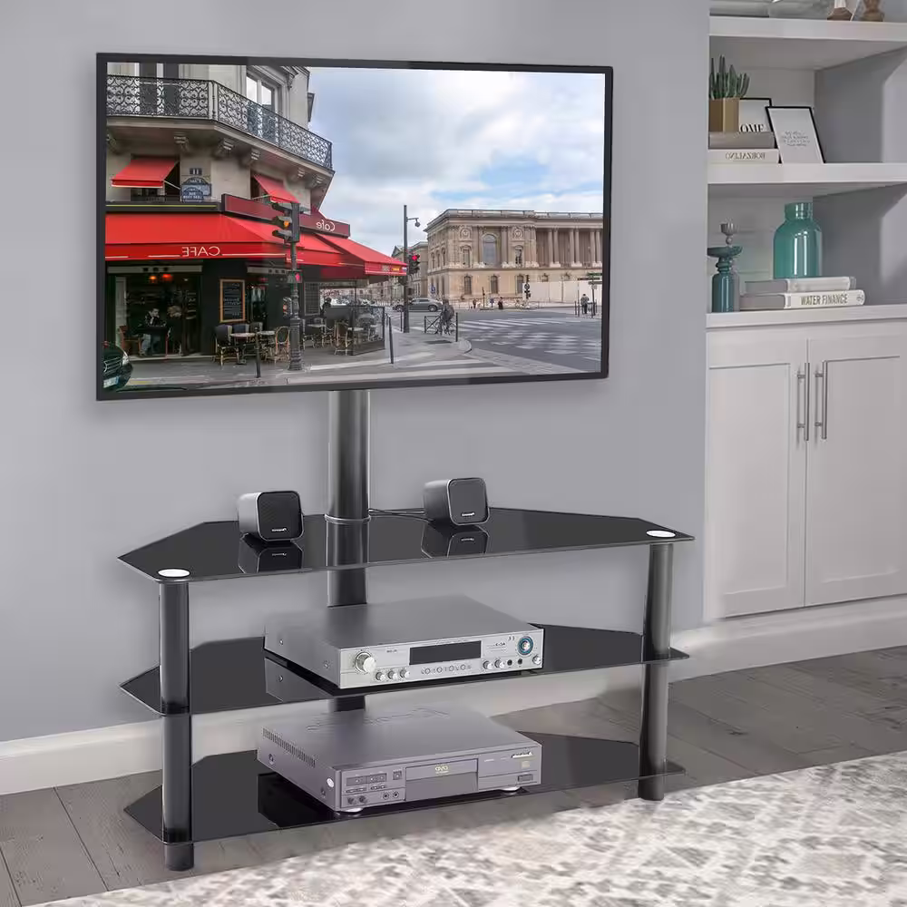 None Large Tabletop TV Stand Mount with 45Â° Swivel For 35-65 in TV