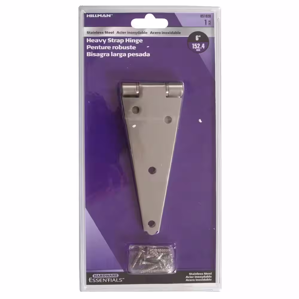 Hardware Essentials 6 in. Stainless Steel Heavy Strap Hinge (5-Pack)