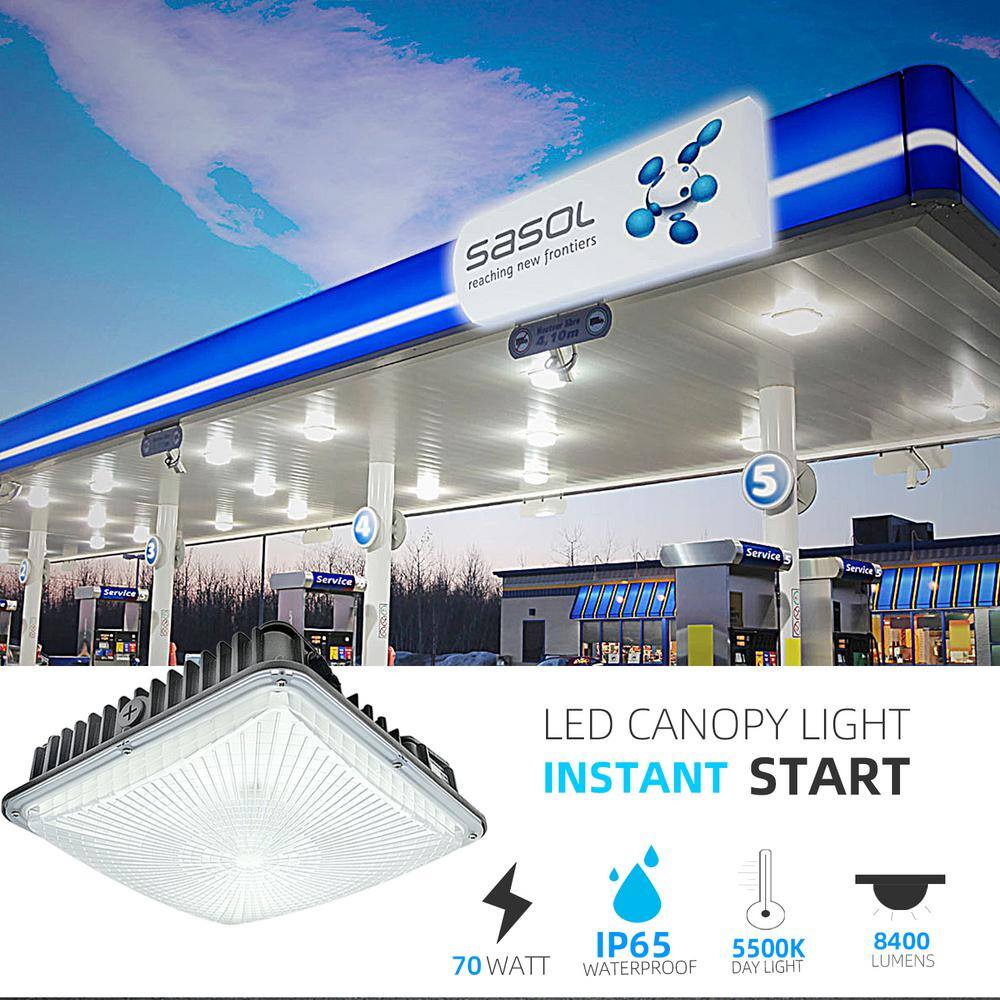 None 300-Watt Equivalent Integrated LED Black Outdoor Security Lighting LED Canopy Light 8400 Lumens 5500k