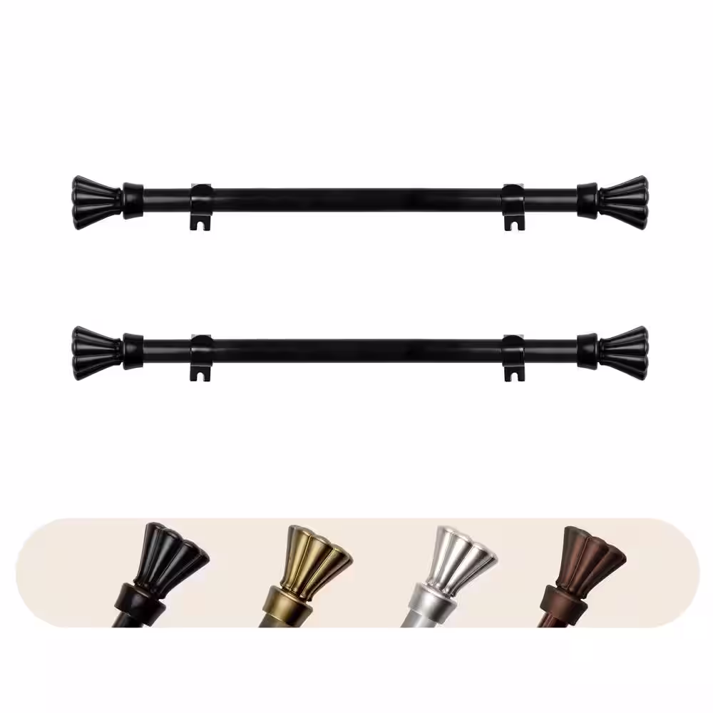 EMOH Lucas 5/8 inch Side Curtain Rod 12-20 inch long (Set of 2) - Black