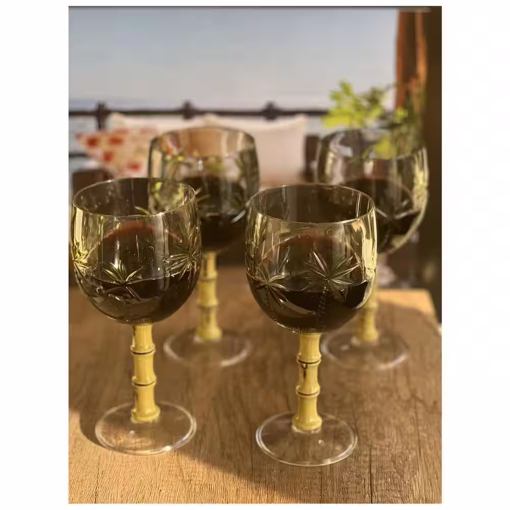 Aoibox Set of 4 16 oz. Classic Palm Tree Acrylic Glasses for All Purpose