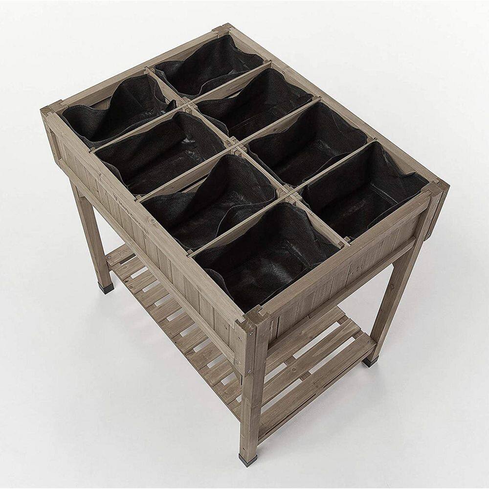 VegTrug Custom Wooden Raised Herb Garden Bed Planter with Herb Liners, Grey