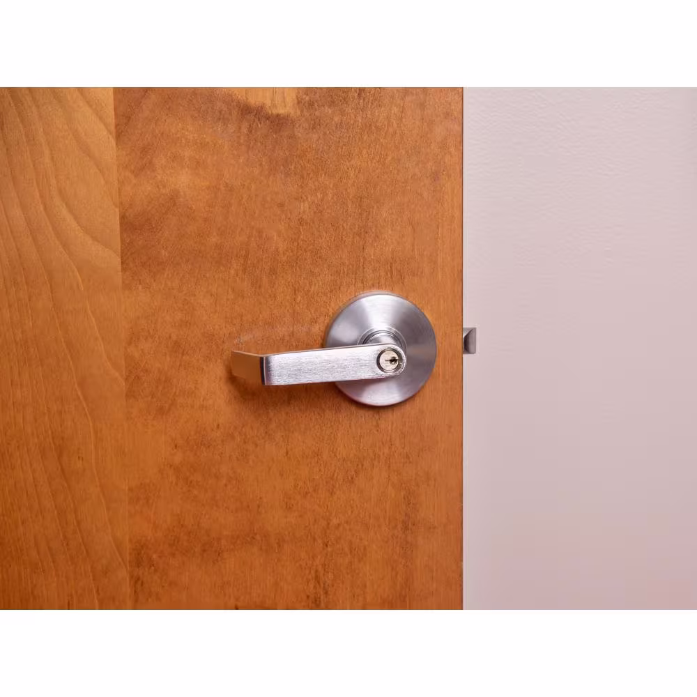 Global Door Controls Eiffel Standard Duty Brushed Chrome Grade 2 Commercial Cylindrical Storeroom Door Handle with Lock and Clutch Function