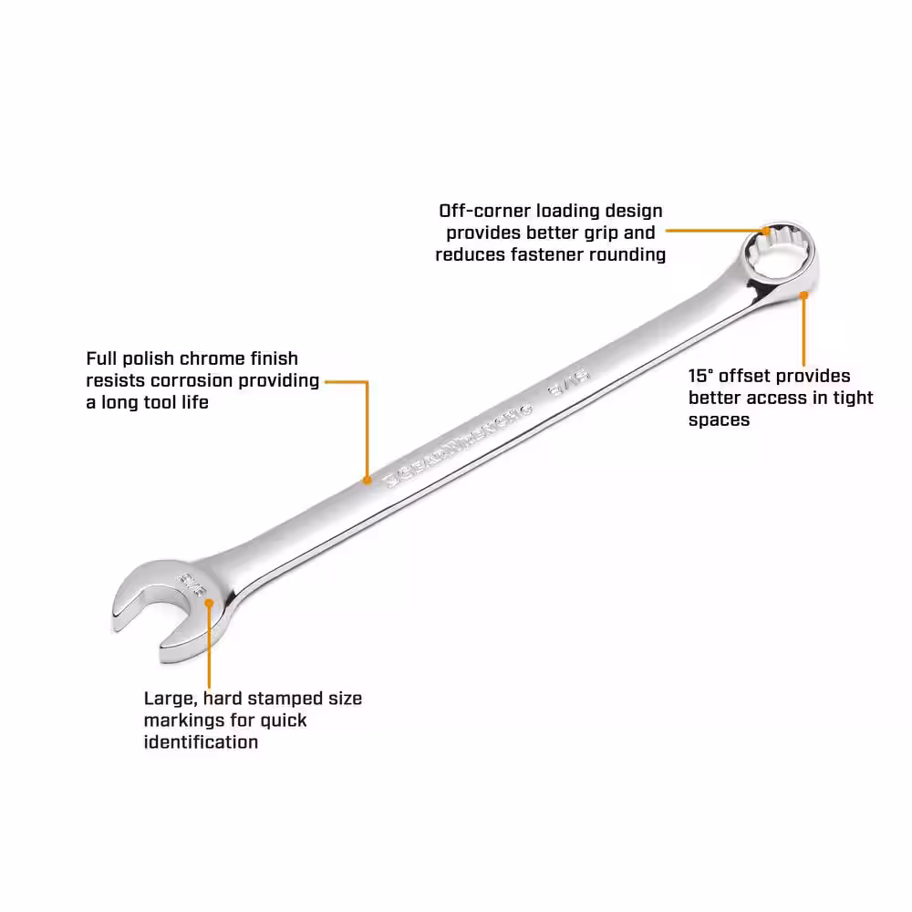 GEARWRENCH 12-Point SAE Long Pattern Combination Wrench Set with Roll (18-Piece)