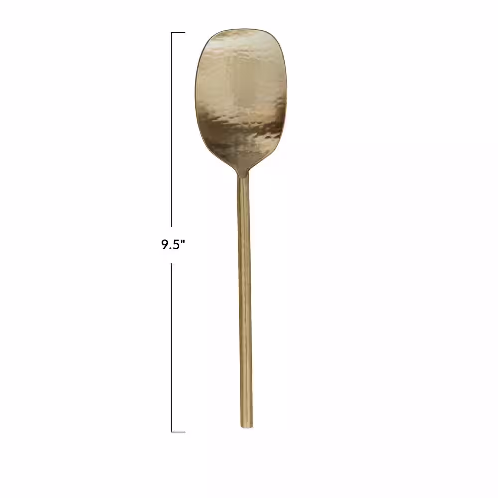 None 9.5 in. Gold Hammered Stainless Steel Serving Spoon