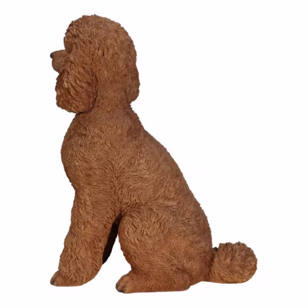 None Brown Sitting Poodle - Garden Statue