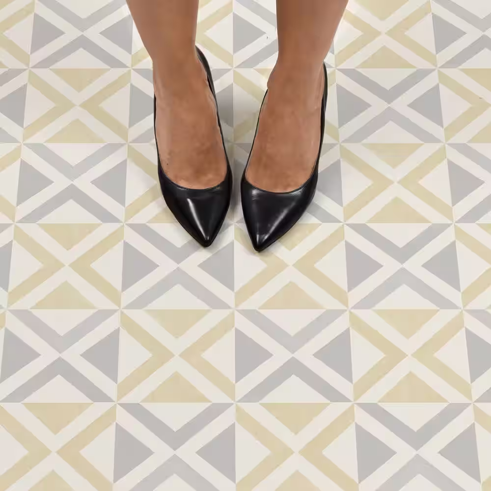 FloorPops Isosceles 12 in. W x 12 in. L White Peel & Stick Vinyl Tile Flooring (20 sq. ft./case)