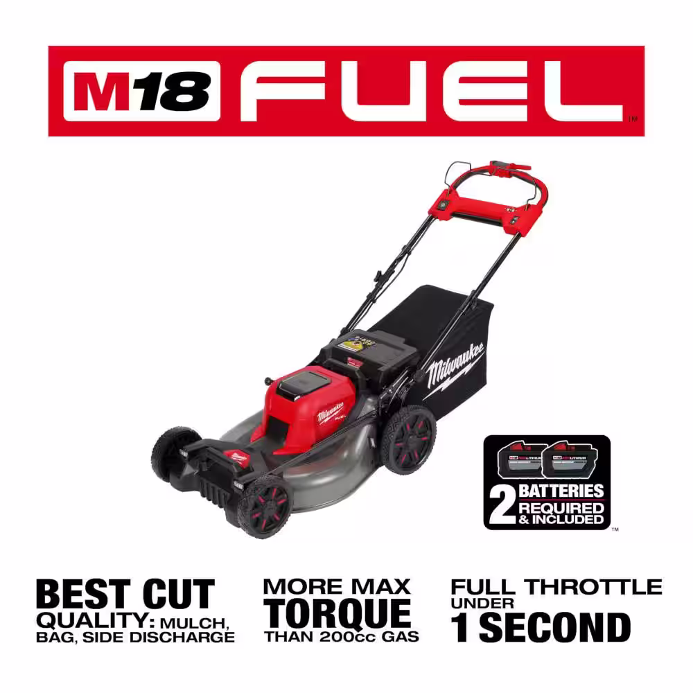 Milwaukee M18 FUEL Brushless Cordless 21 in. Walk Behind Dual Battery Self-Propelled Mower w/(2)12Ah Batteries & Pesticide Sprayer