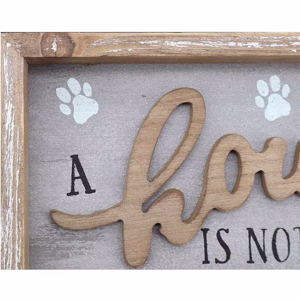 None A House is Not A Home Without A Dog Vintage Wooden Frame Wall Decorative Sign