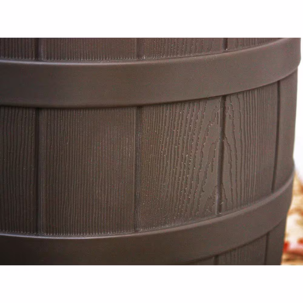 None Rain Wizard 50 Gal. Water Collection Barrel Drum, Oak (2-Pack)