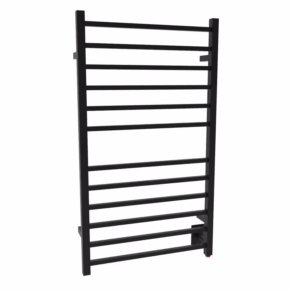 Amba Radiant Square Large 12-Bar Hardwired Electric Towel Warmer in Matte Black