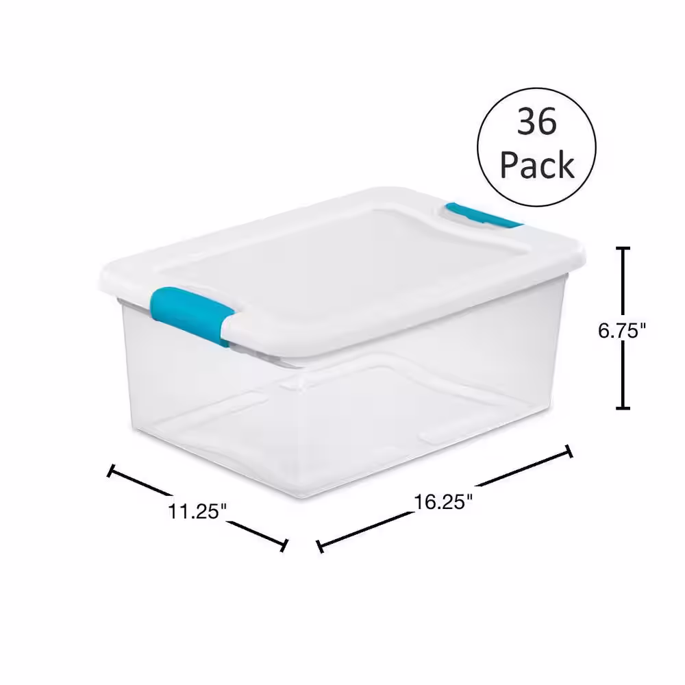 Sterilite 15 Qt. Clear Stackable Latching Storage Box Container (36-Pack)
