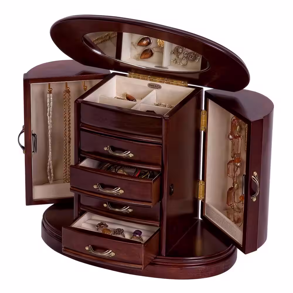 Mele & Co Heloise Walnut Finish Wooden Jewelry Box