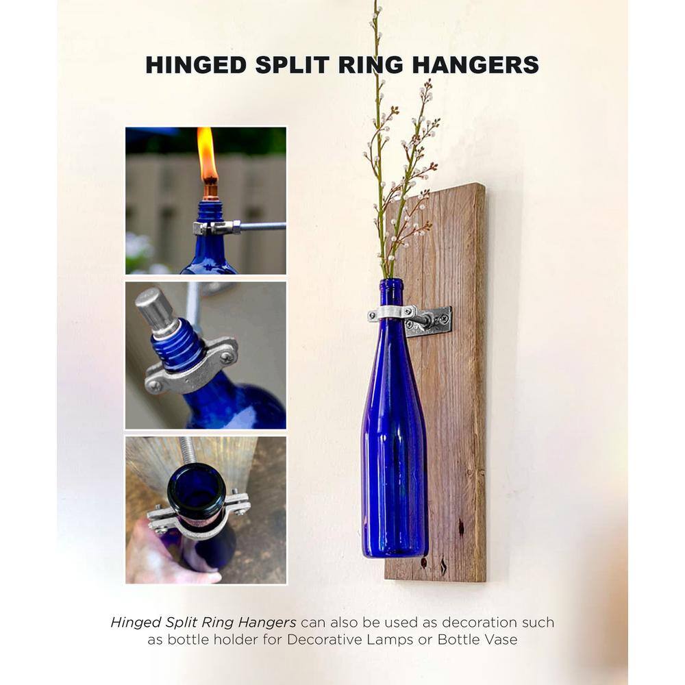 The Plumber's Choice 3 in. Hinged Split Ring Pipe Hanger, Galvanized Iron Clamp with 7/8 in. Rod Fitting, for Suspending Tubing (5-Pack)