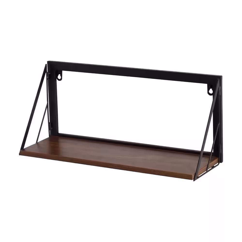 Honey-Can-Do Laundry Room Makeover 8 in. H x 18 in. W x 6 in. D Melamine and Steel Shelf in Walnut/Black