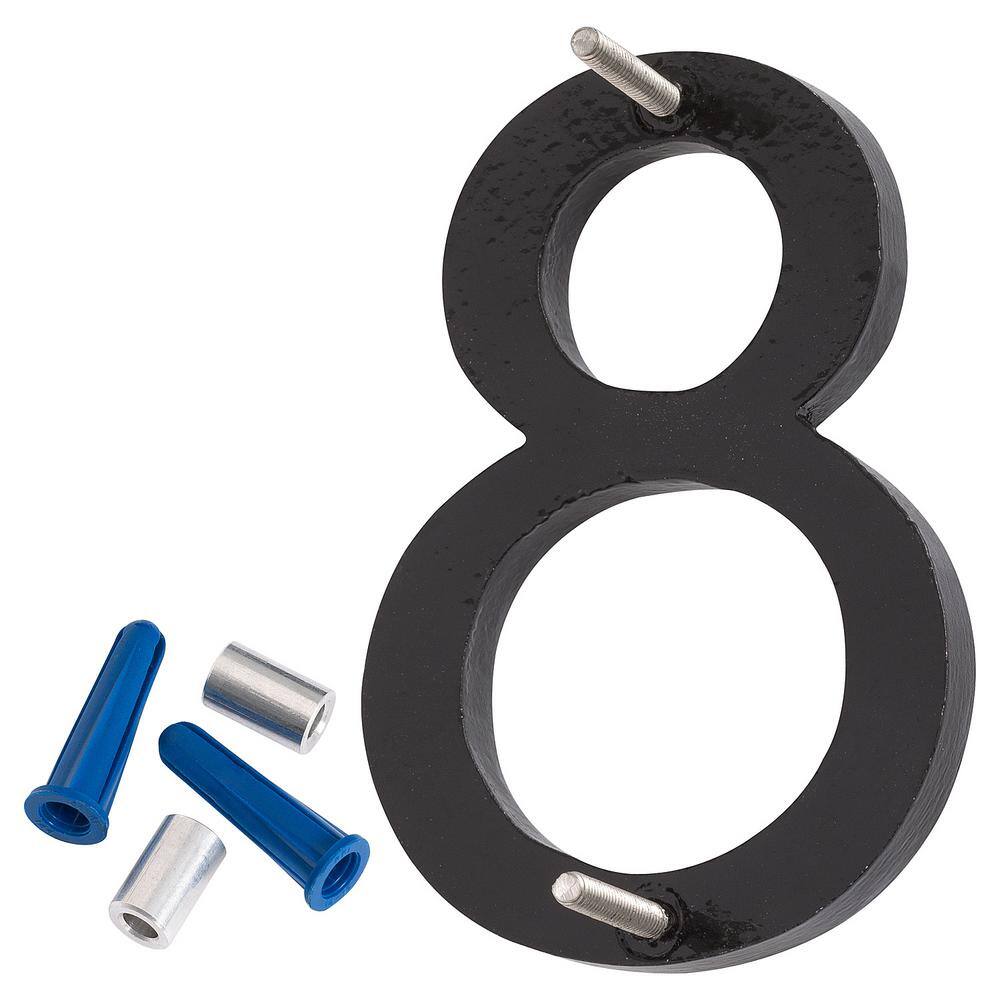 Montague Metal Products 16 in. Satin Nickel/Black 2-Tone Aluminum Floating or Flat Modern House Number 8