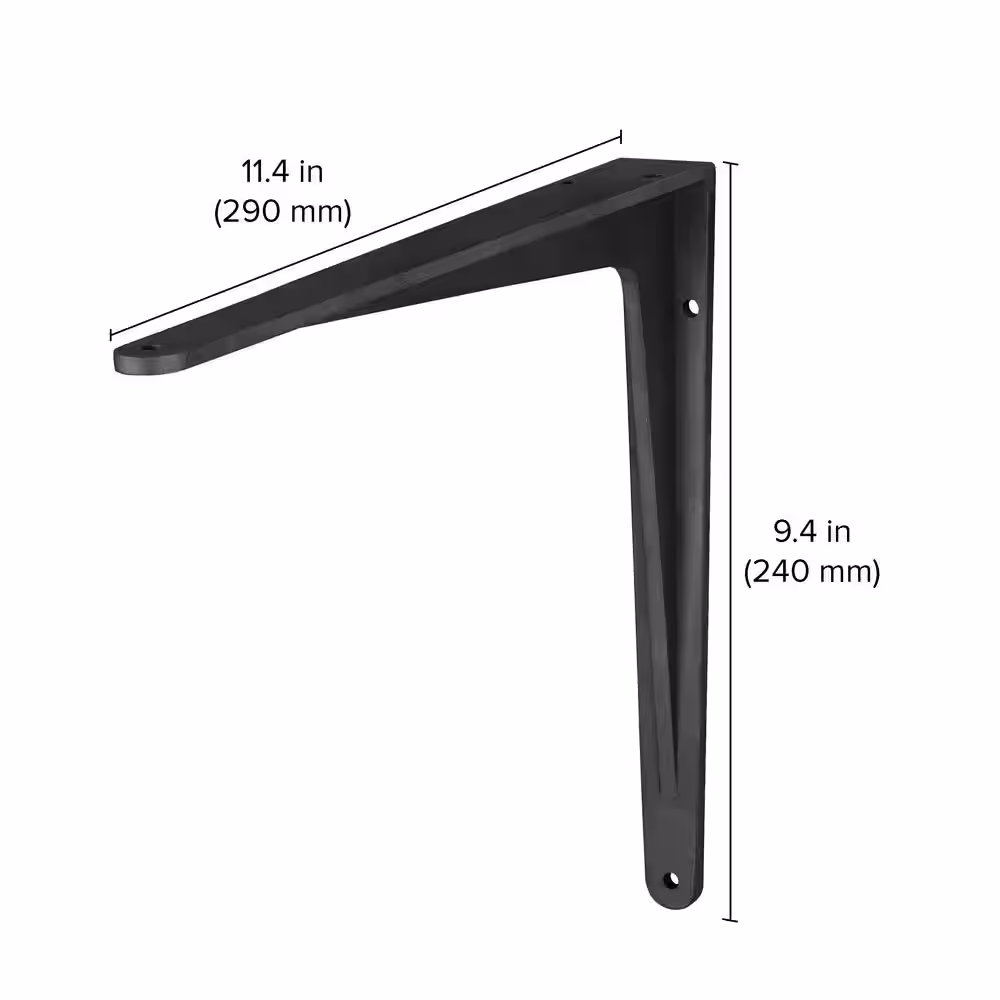 Dolle HERAKLES 11.4 in. Black Steel Heavy Duty Shelf Bracket