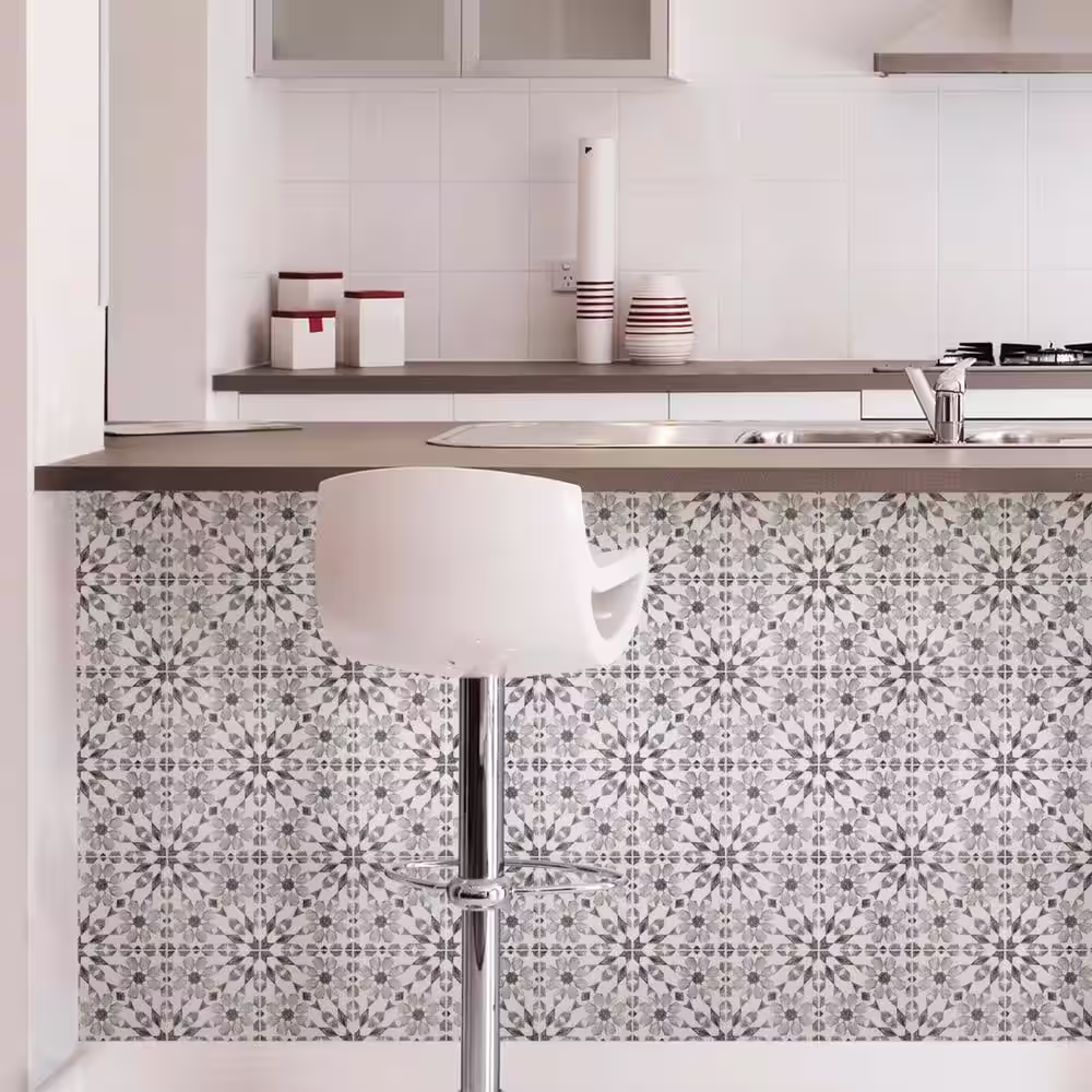 InHome Catalan Grey 10 in. x 10 in. Vinyl Peel and Stick Backsplash Tiles (set of 4)