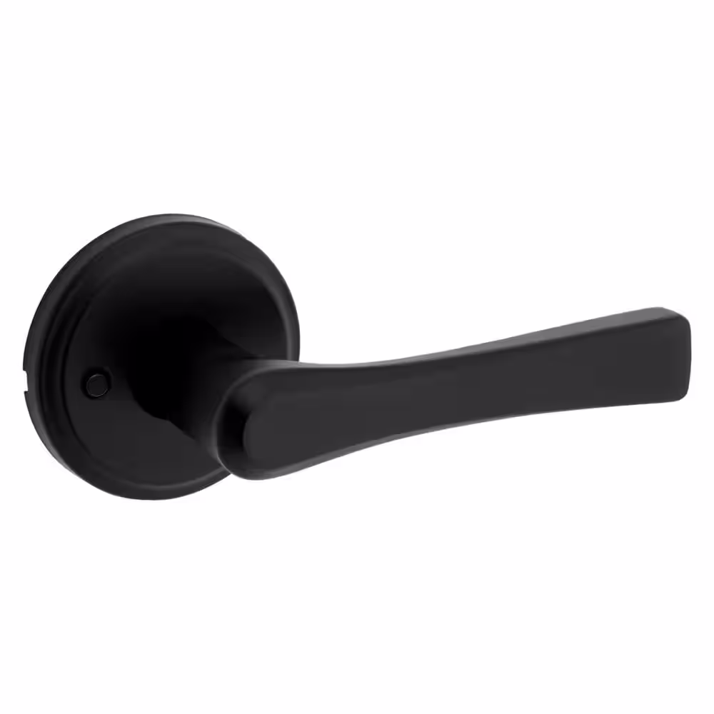 Kwikset Katella Matte Black Privacy Bed/Bath Door Lever with Microban