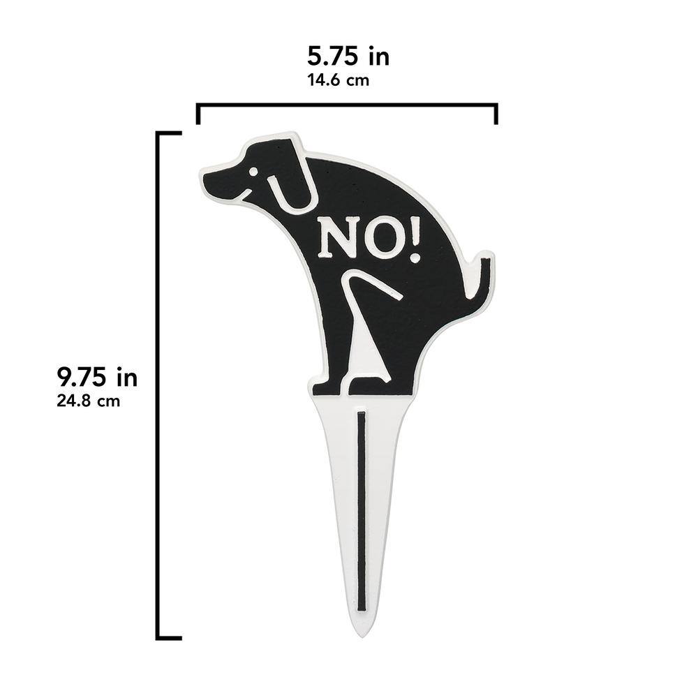 None Pet Owner Courtesy Small Round No Poop Dog Silhouette Cast Aluminum Yard Sign