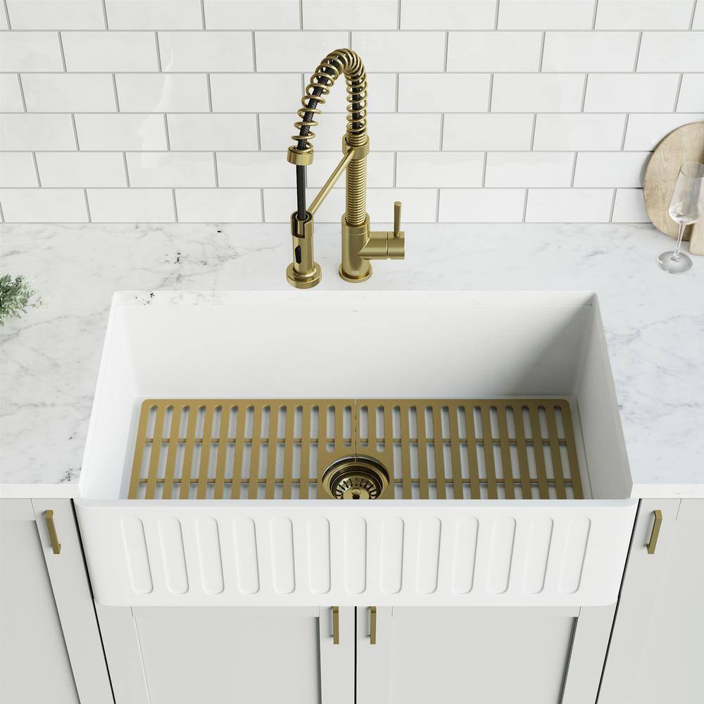 VIGO 32 in. x 15 in. Silicone Bottom Grid for 36 in. Single Bowl Kitchen Sink in Matte Gold