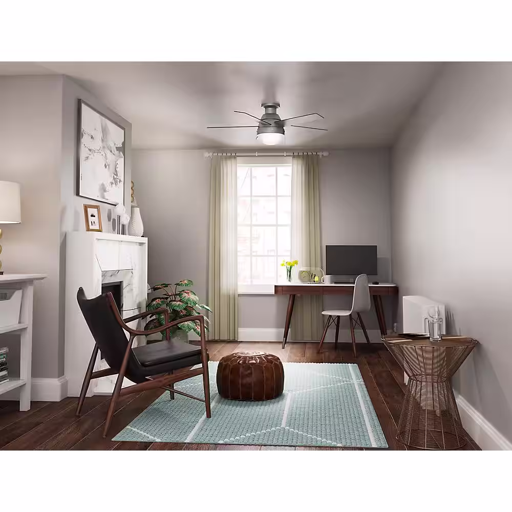 Hunter Anslee 46 in. Indoor Low Profile Matte Silver Ceiling Fan with Light