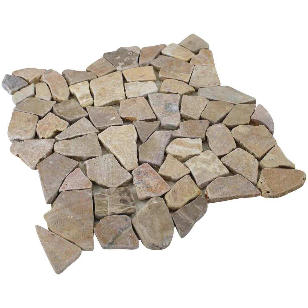Rain Forest 12 in. x 12 in. Tan Stone Mosaic Pebble Floor and Wall Tile (5.0 sq. ft. / case)