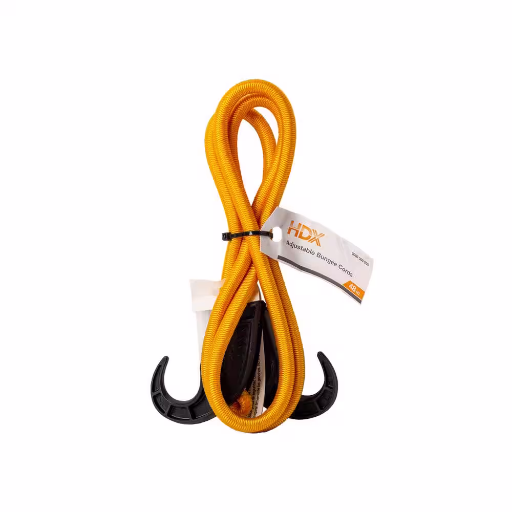 HDX 6 in - 48 in x 9mm Bungee Cord with Adjustable Hook, 1 pk