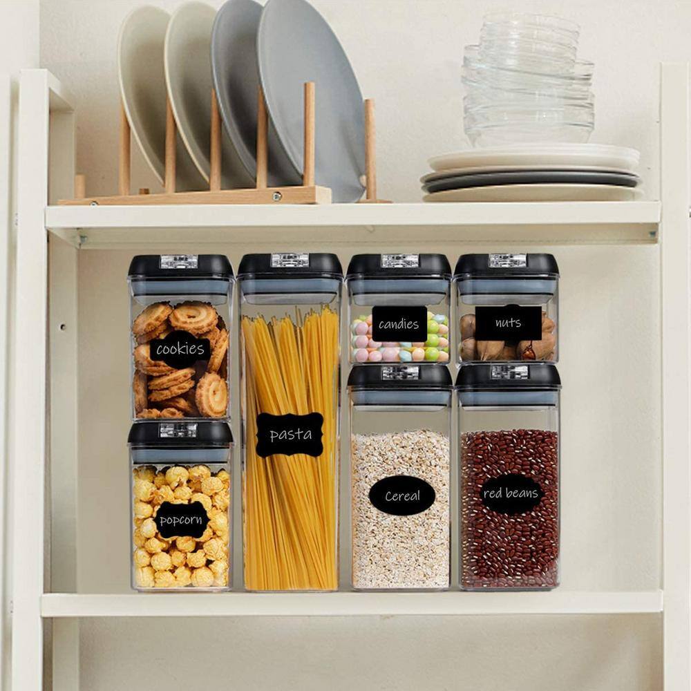 CHEER COLLECTION 7-piece Plastic Stackable Airtight Food Storage Container Set - Black