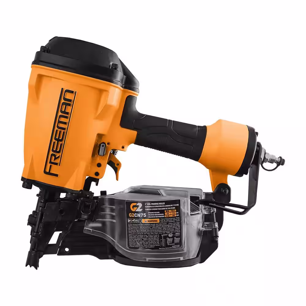 Freeman 2nd Generation Pneumatic 15 Degree 3 in. Coil Framing Nailer with Metal Belt Hook and 1/4 in. NPT Air Connector