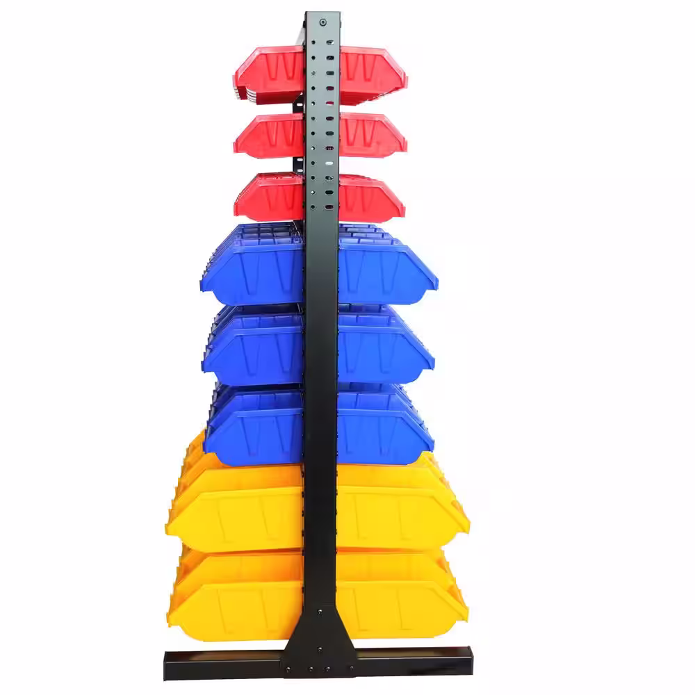 None Black 8-Tier Haning Bin Storage System Garage Storage Rack (70 Plastic Bins in 8 Tier)
