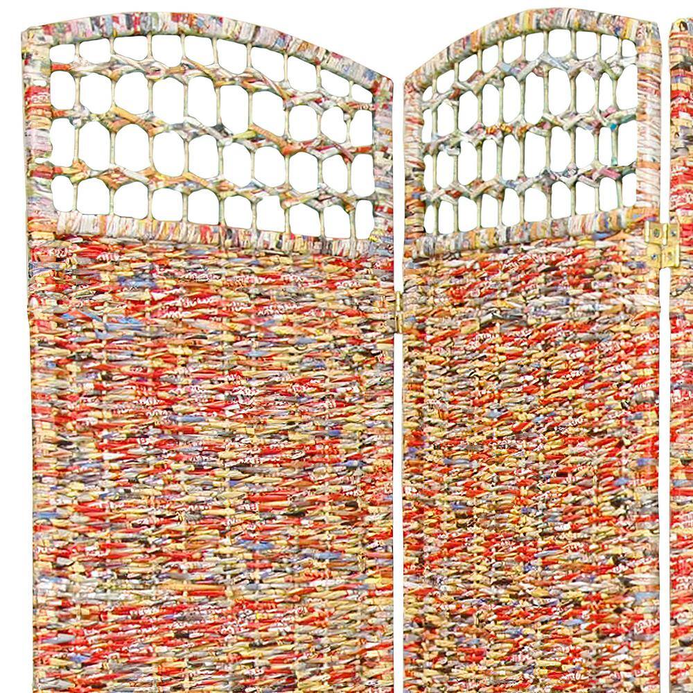 Oriental Furniture 5.5 ft. Multi Color 3-Panel Recycled Magazine Room Divider